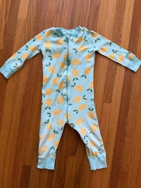 Hanna Andersson Light Blue Lemon Print One-Piece